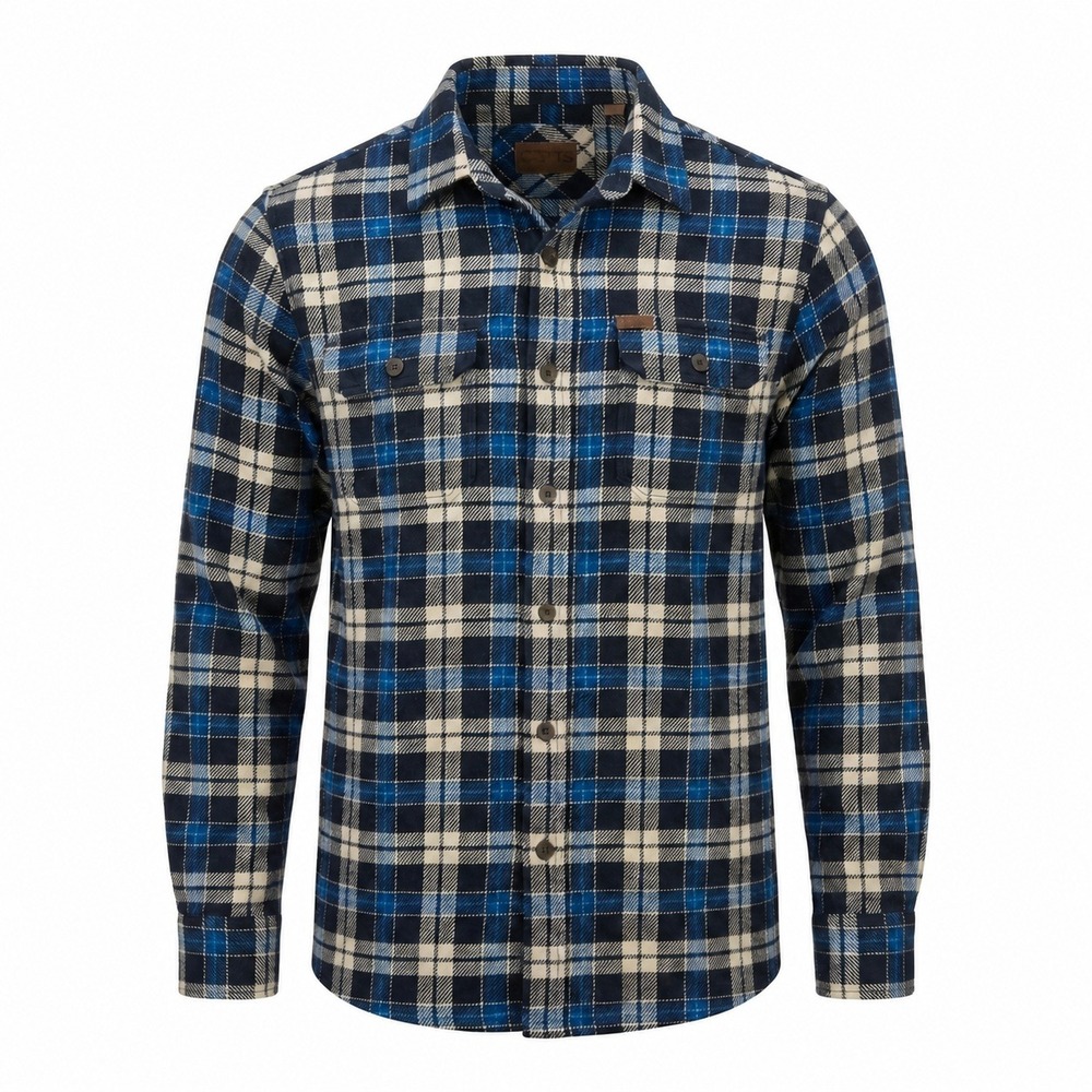 Orvis Big Bear Heavyweight Flannel Shirt Jacket Blue White Plaid Men's Medium M
